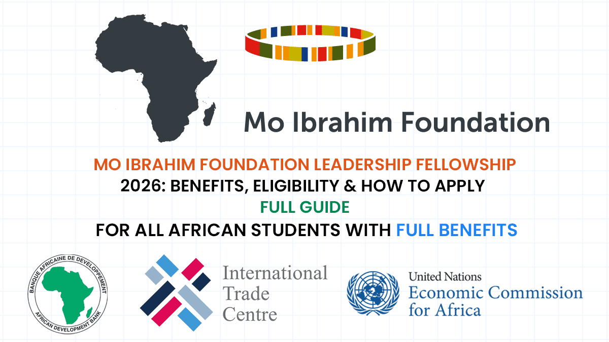 Mo Ibrahim Foundation Fellowship 2026 for Africans with a $ 100,000 award at AfDB, ITC, and UNECA.