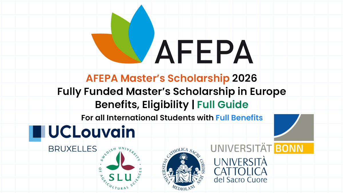 AFEPA Master's Scholarship for international students to pursue a Fully Funded Master's degree in Europe.