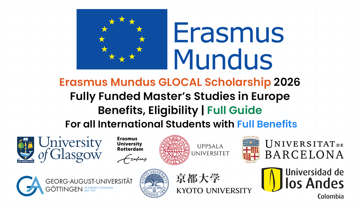 Erasmus Mundus GLOCAL Scholarship for international students to pursue a Fully Funded Master's degree in Europe.