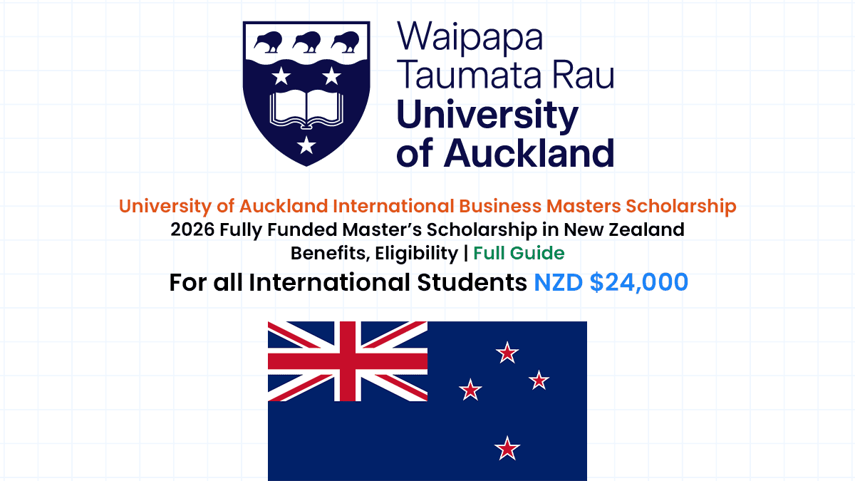 University of Auckland International Business Masters Scholarship is a NZD $24,000 Award for international students studying business-related majors.