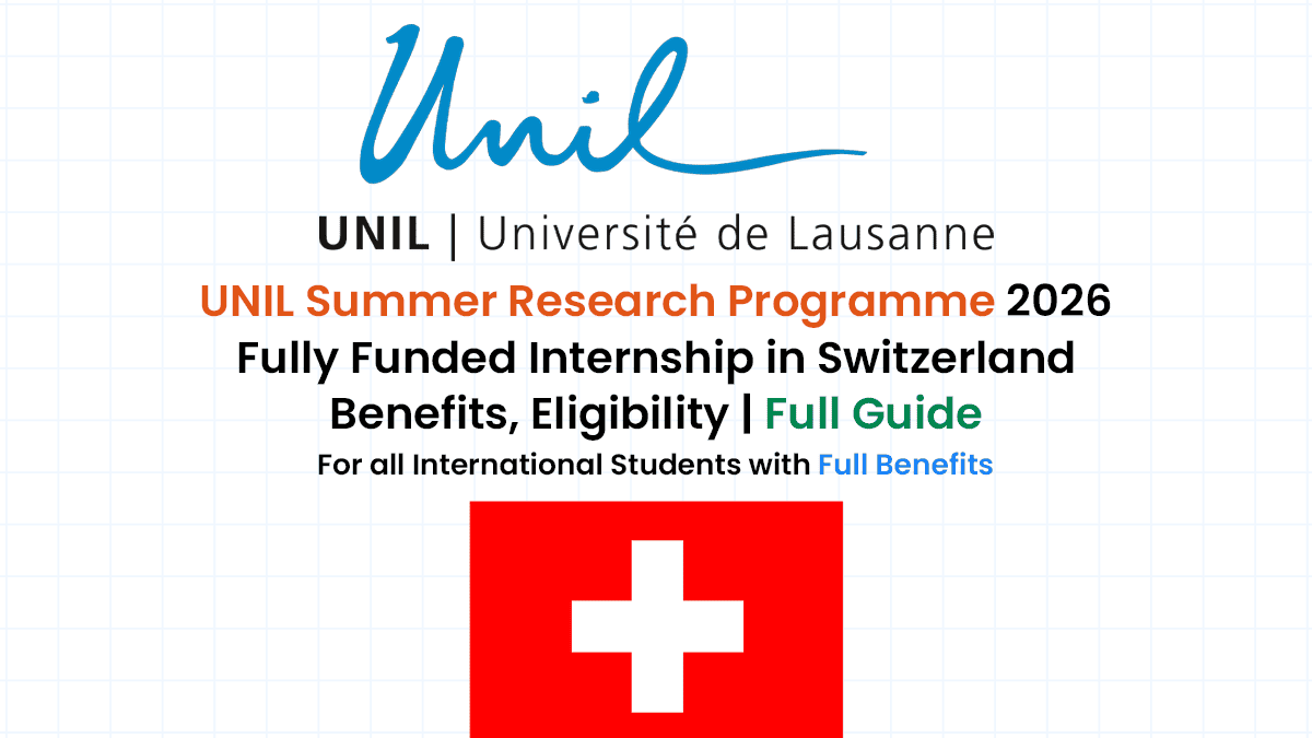 8-weeks fully funded UNIL Summer Research Programme for undergrads in Switzerland.