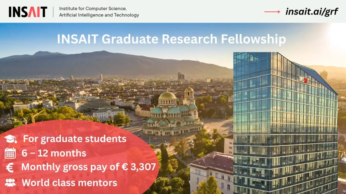 INSAIT Graduate Research Fellowship is a Fully Funded Research Opportunity in Bulgaria. Image Credit: Institute for Computer Science, Artificial Intelligence and Technology (INSAIT).