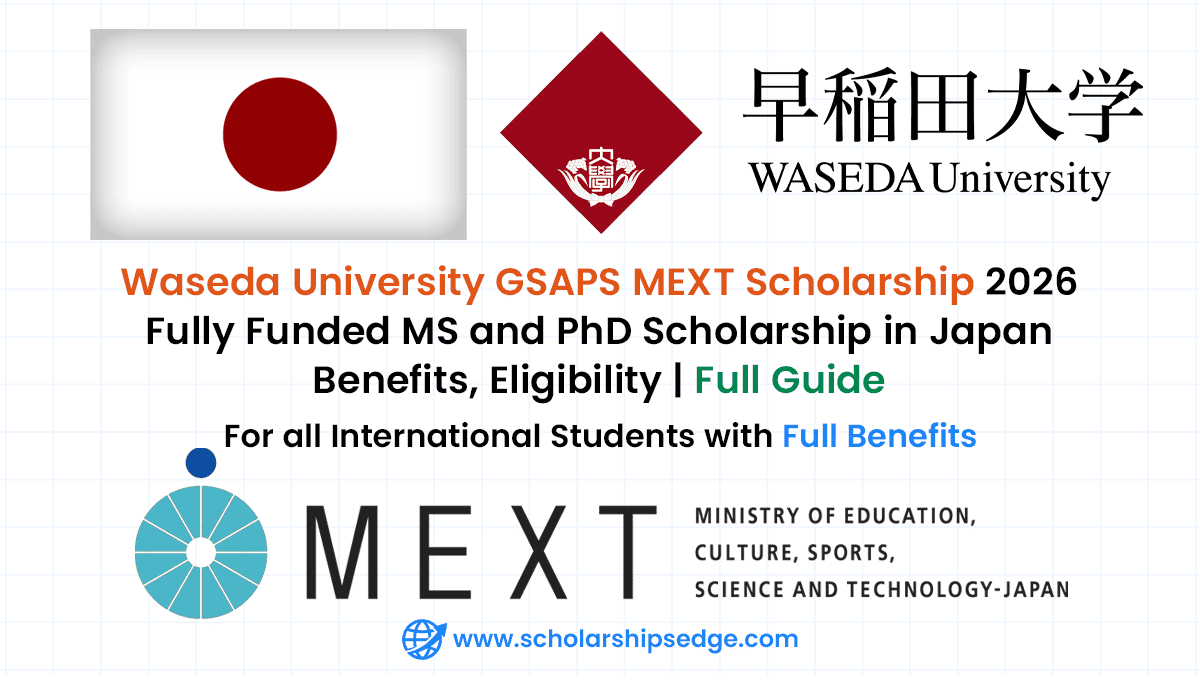 Waseda University GSAPS offers the Japanese government MEXT Scholarship for master's and phd in Japan to international students.