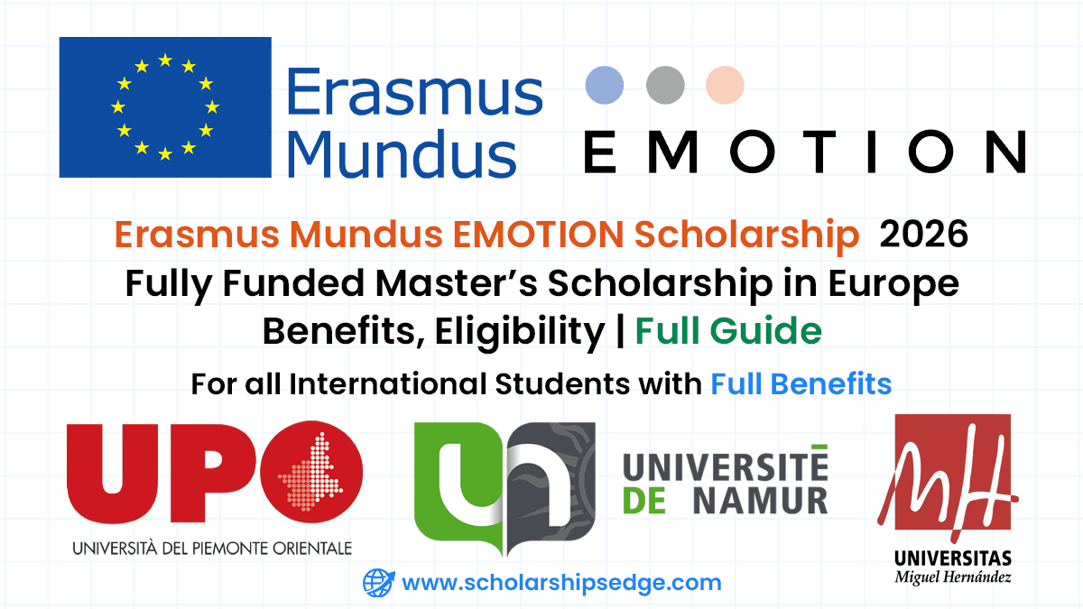 Erasmus Mundus EMOTION Scholarship for international students to pursue a Fully Funded Master's degree in Europe.