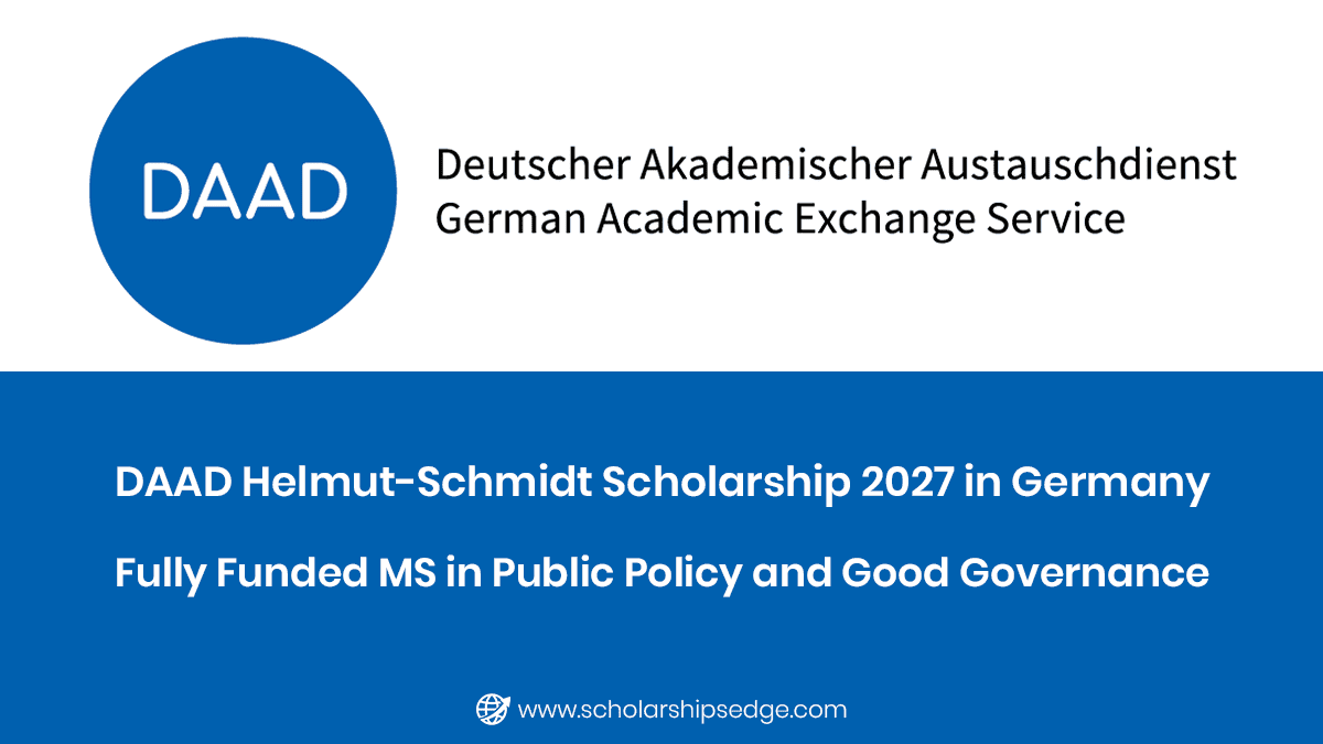DAAD Helmut-Schmidt Scholarship Programme 2027 in Germany: Fully Funded Master's in Public Policy and Good Governance - PPGG